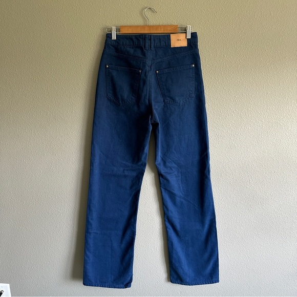 Zara Bright Blue Wide Leg Denim Jeans 6 - Picture 5 of 12